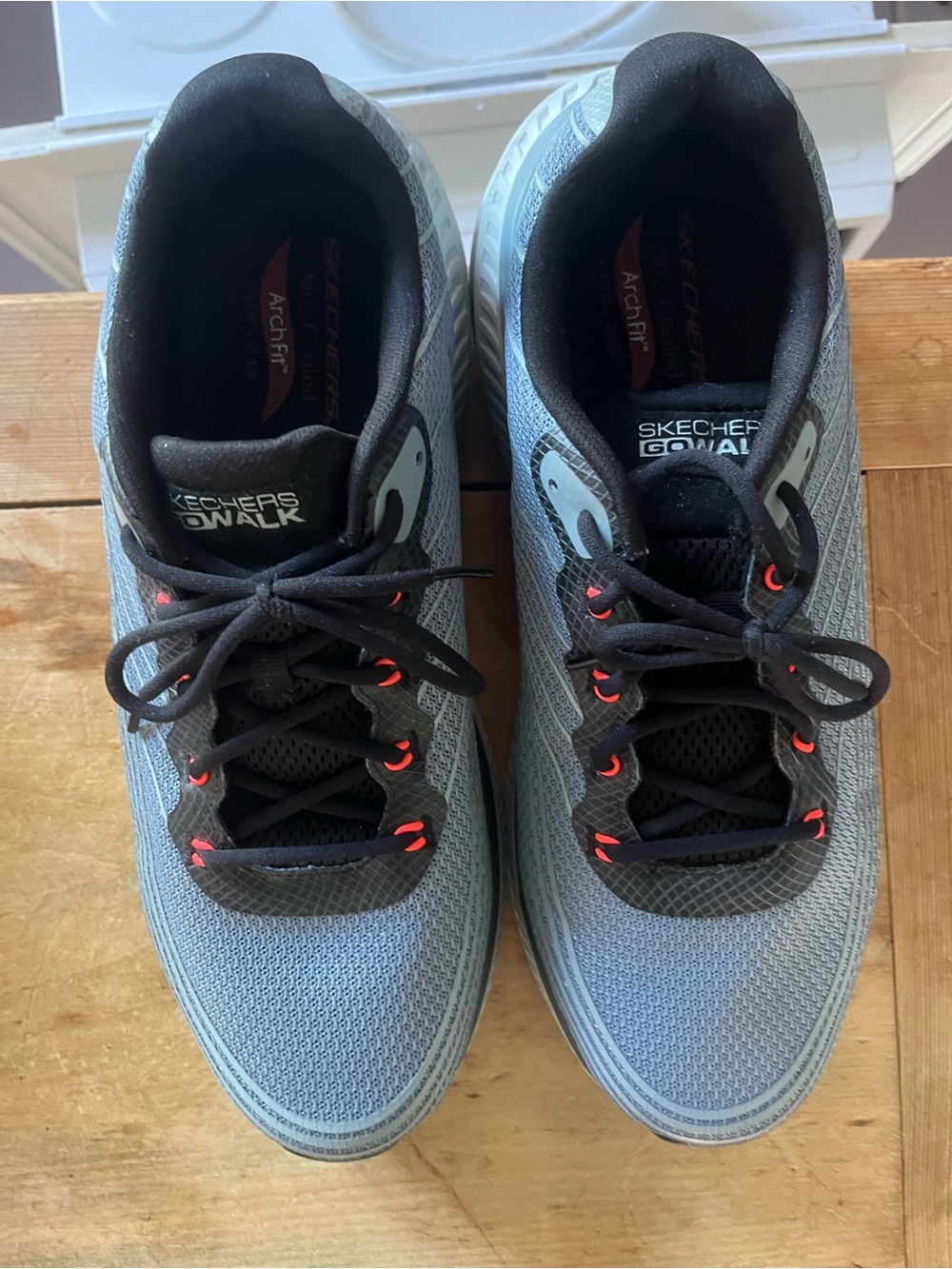 Skechers GOwalk Grey & Black Mesh Walking Shoes with Red Accents